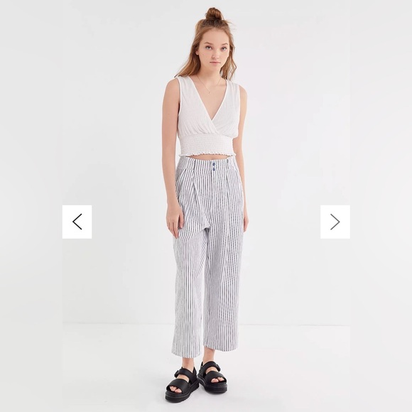 UO Mack Striped Pleated High-Waisted Trouser Pant - Picture 3 of 15